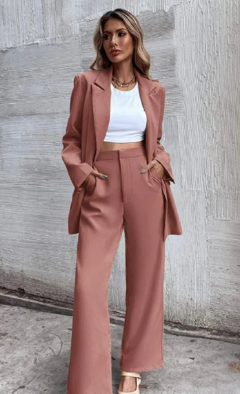 Blazers featuring flannel textures are cozy -Claudia Workwear Blazer Pantsuit Set