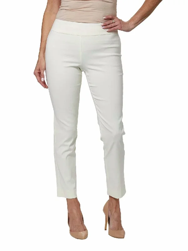 Tight fit trousers for women with ankle-length design and modern appeal -Pull On Pant In Ivory