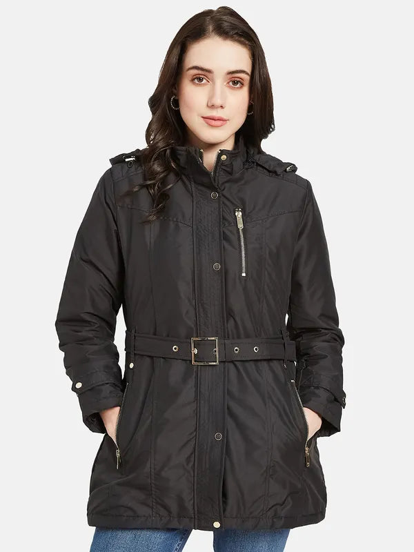 Mettle Women Black Longline Parka Jacket