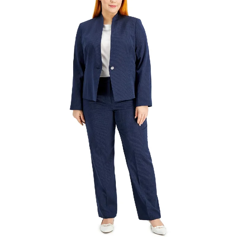 Colorful blazers for summer events brighten wardrobes -Le Suit Womens Plus Pindot  One-Button Blazer