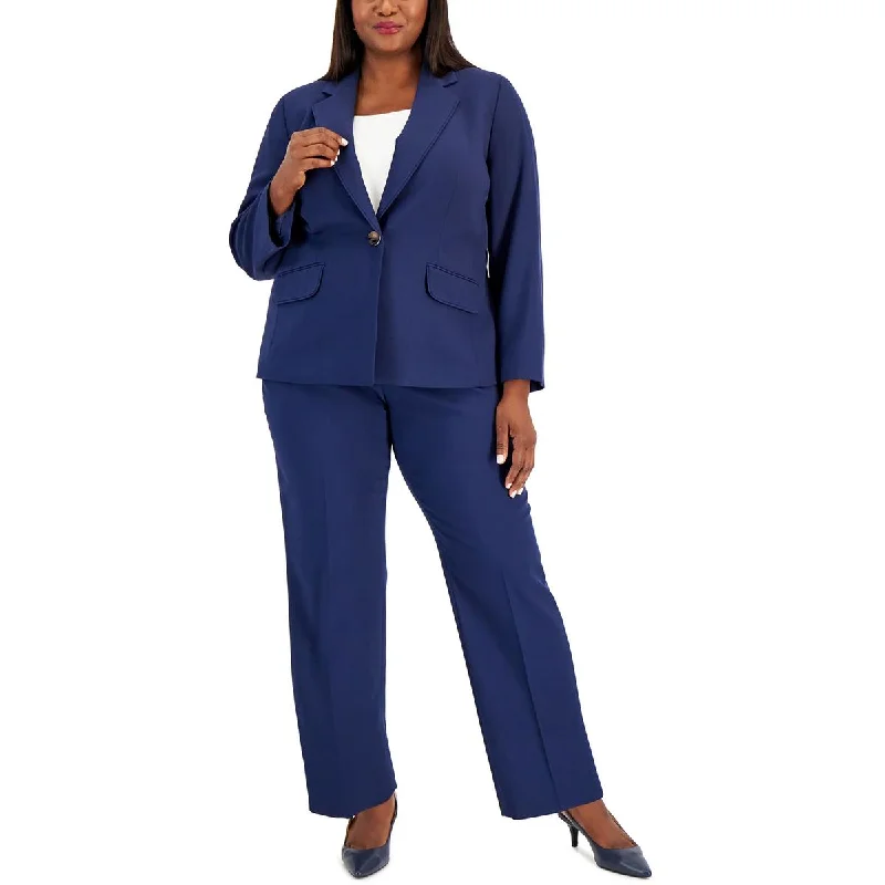 Blazers in earthy tones feel grounding -Le Suit Womens Plus Suit Separate Office One-Button Blazer