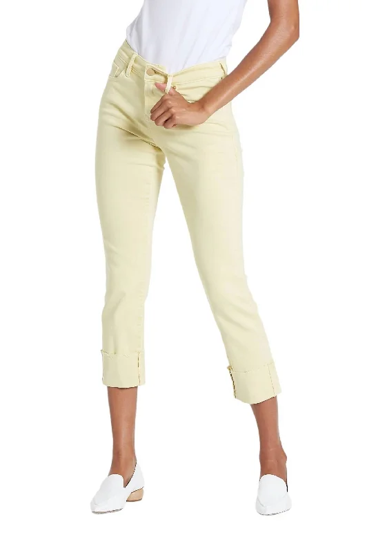 Straight-leg tight trousers for men with sharp crease and streamlined design -Blaire High Rise Cuffed Slim Straight Jeans In Ambrosia