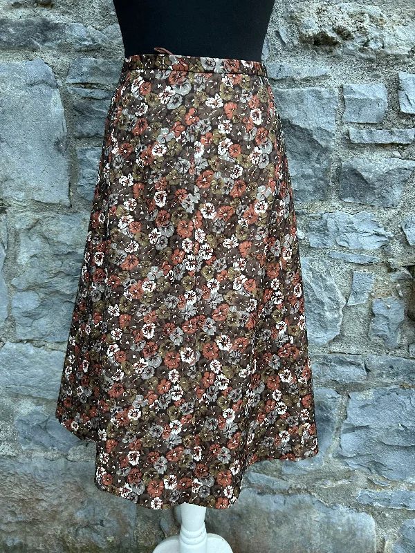 Purple Dresses for Royalty -80s brown floral skirt uk 8