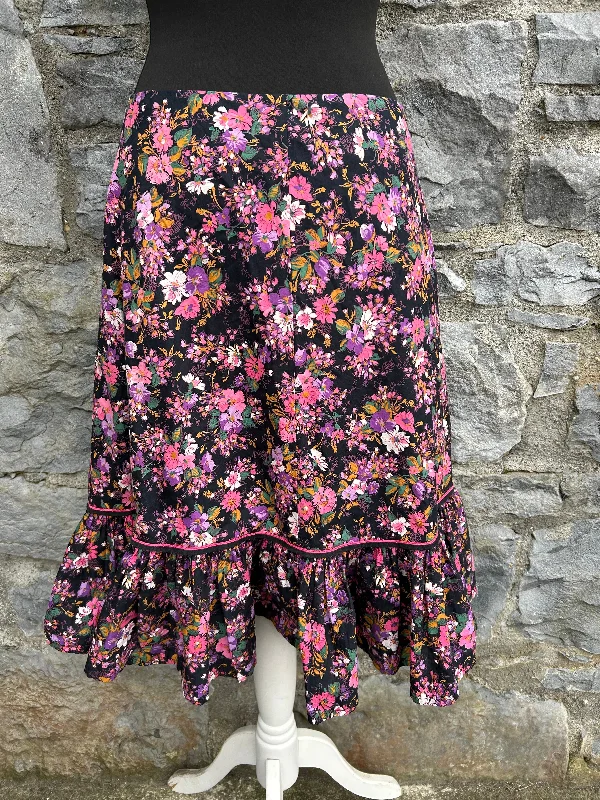 Polyester Dresses for Durable -80s folk pink flowers skirt uk 10-12