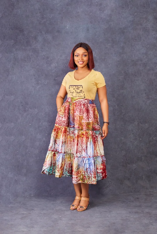 Polyester Dresses for Durable -Toju Adire Gypsy Skirt