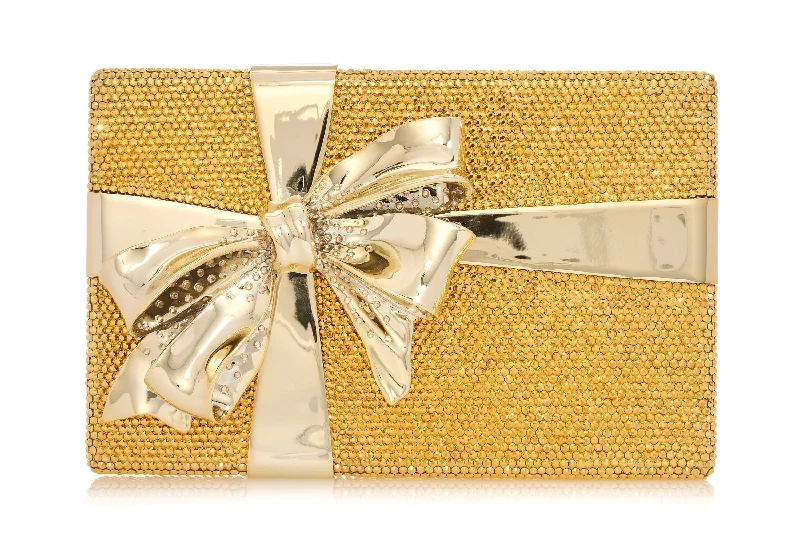 Handle bags with holiday themes for festivities -Gift Box Surprise Gold