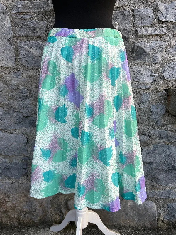 High-waisted Dresses for Flatter -80s green&purple leaves skirt uk 12