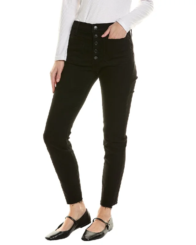 Tight trousers for women with decorative buttons and flattering silhouette for day wear -Black Orchid Ava Patch Pocket Skinny Back To The Jean