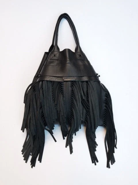 Handle bags with padded handles for comfort -David Galan Fringed Totebag