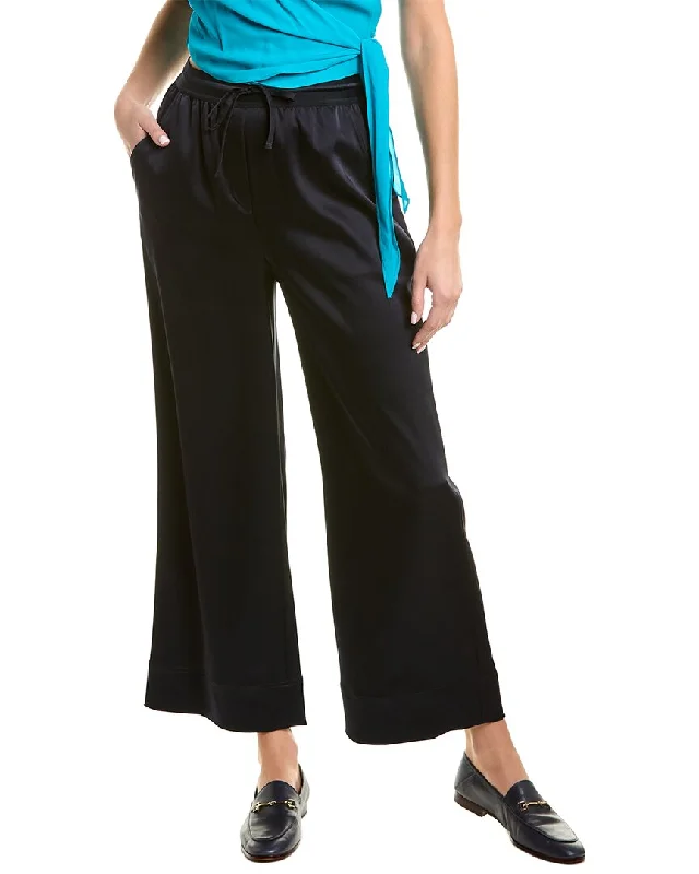 Stretch-fit tight trousers for men with flexibility and modern design for easy wear -Elie Tahari Satin Wide Pants