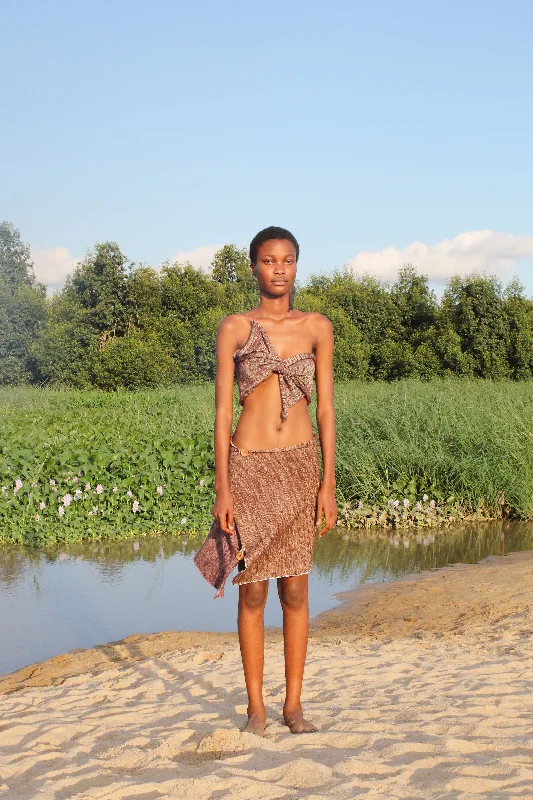 Brown Dresses for Earthy -African Handmade Knit Wrap Skirt