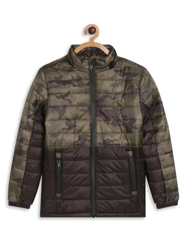 Octave Boys Olive Green Camouflage Puffer Jacket