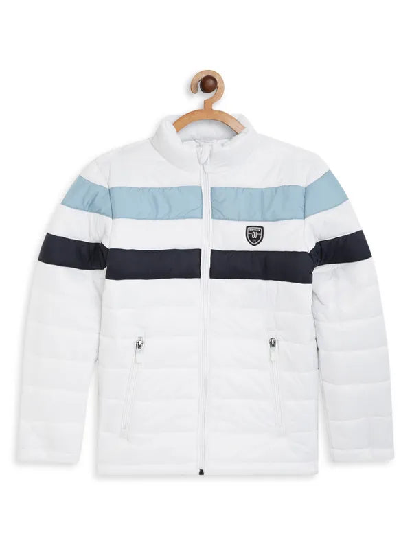 Octave Boys White Blue Striped Puffer Jacket