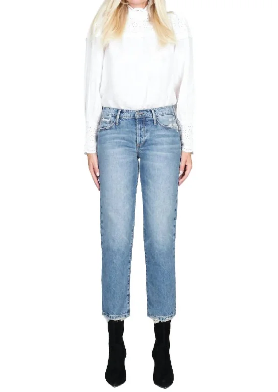 Tight trousers for women with side slits and ankle-length design for chic style -Jaydn Low Rise Boyfriend Jean In Just My Imagination