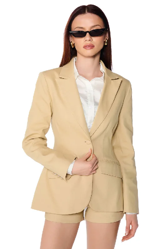 Bright blazers for bold personalities stand out -HANSEL KHAKI FITTED BLAZER