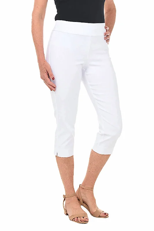 High-waisted tight trousers for women with belt loops for added style -Pull On Pant In White