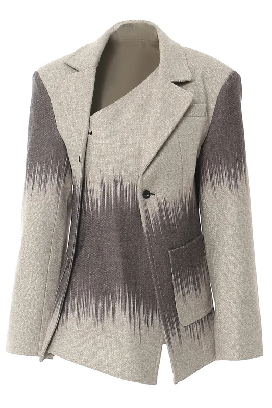 Blazers in black tones suit all events -Grey Notched Lapel Women Blazer