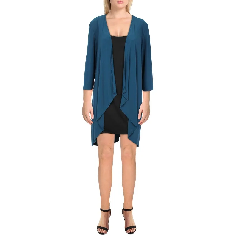 Blazers featuring herringbone patterns are refined -R&M Richards Womens Knit Drapey Duster Blazer