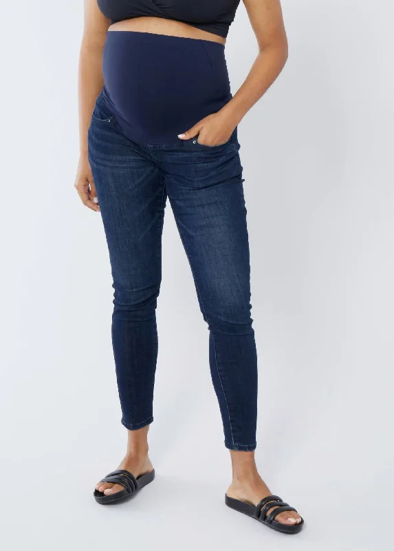 Loose-fit tight trousers for women with high waist and casual, comfortable style -Skinny Jeans Ft. Crossover Panel In Indigo