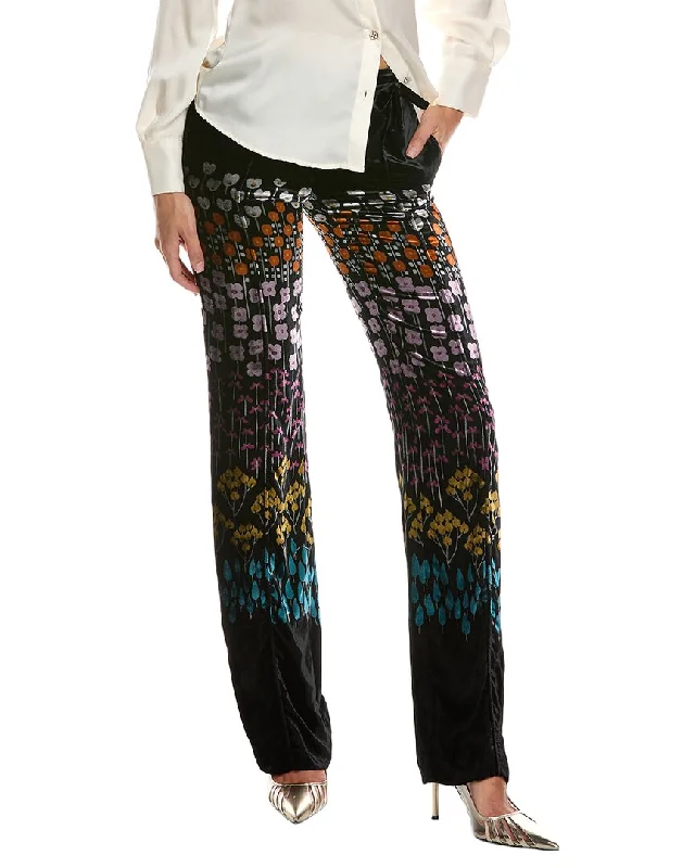 Form-fitting tight trousers for women with slimming effect and flattering cut -Valentino Silk-Blend Velvet Pant