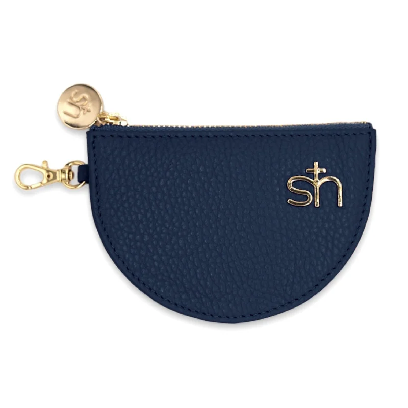 Handle bags with bold text for statements -Zip Coin Pouch Navy