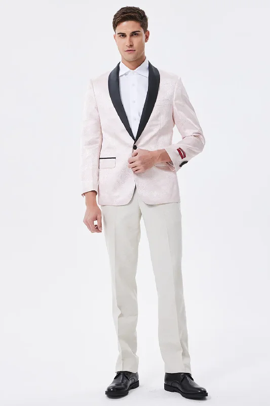 Blazers with fitted sleeves look polished -Light Pink Shawl Lapel Men's Blazer