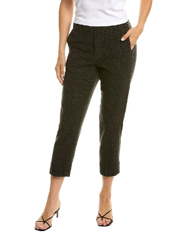 Urban tight trousers for men with street-style influence and sharp tailoring -Vince Check Plaid Wool & Cashmere-Blend Easy Pant