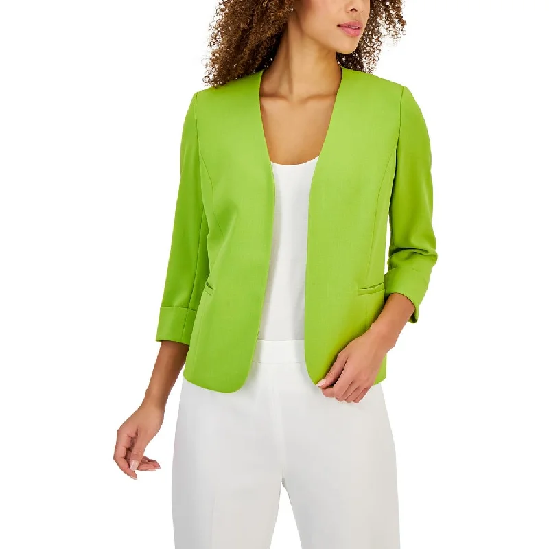 Blazers for chic evenings dazzle quietly -Kasper Womens Petites Solid  Open-Front Blazer