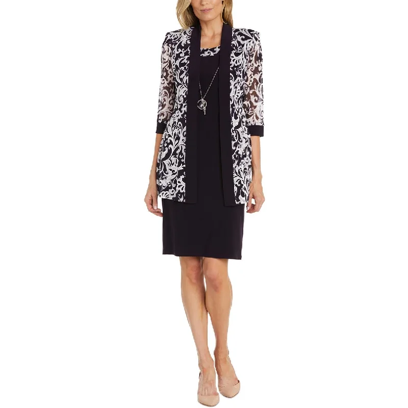 Bright blazers for bold personalities stand out -R&M Richards Womens Mesh Printed Duster Blazer