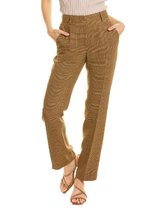 Elegant tight trousers for women with sleek design and tailored for a perfect fit -Off-White Plaid Wool-Blend Trouser