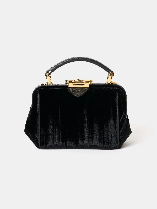 Handle bags with structured shapes for class -The Mini Sophie - Black Velvet