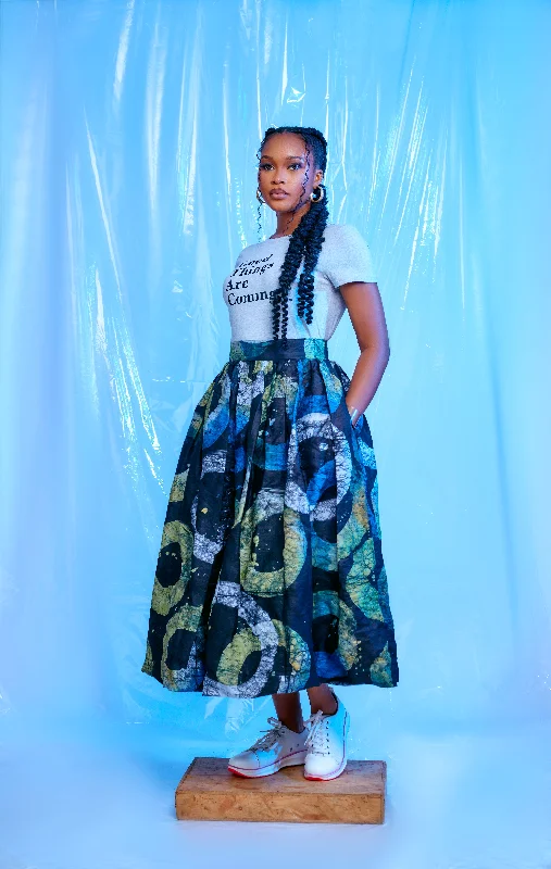 Belted Dresses for Shaping -Adekunbi Adire bubble Skirt