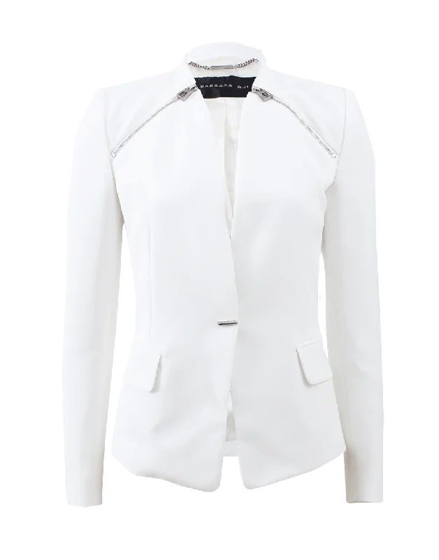 Blazers for professional women empower daily -Shoulder Zip Blazer