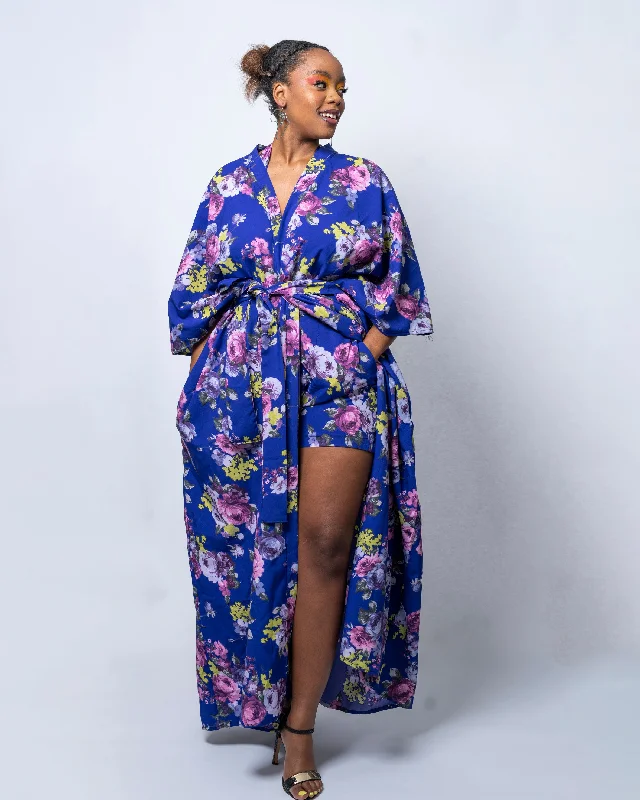 Gala Blue Floral Kimono Jacket