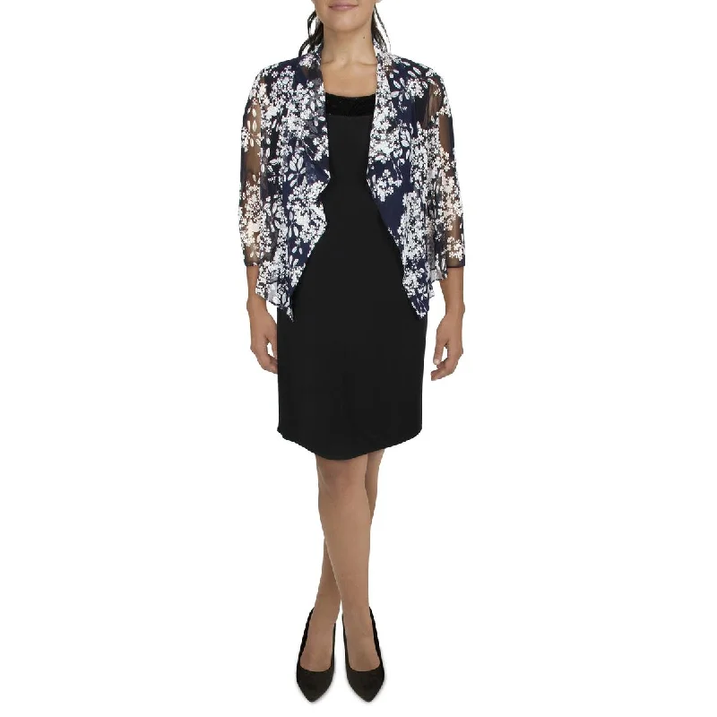 Blazers with loose fits feel breezy -Jessica Howard Womens Petites Mesh Printed Collarless Blazer