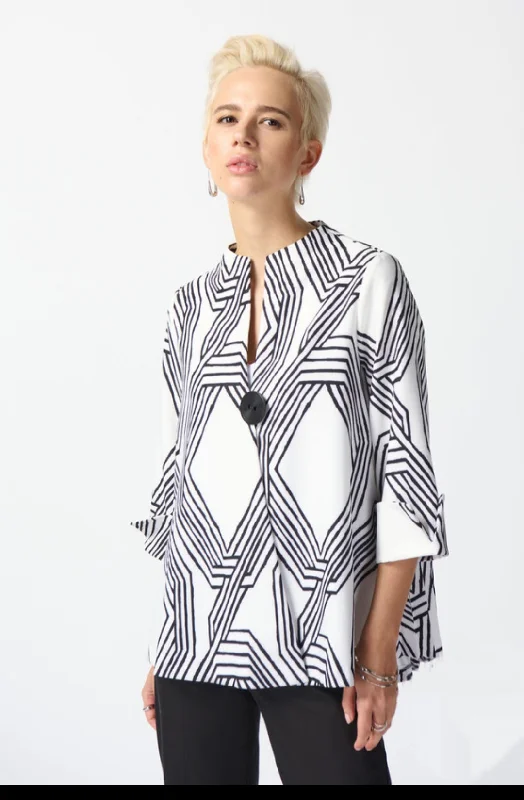 Blazers with subtle sheen elevate evening looks -Joseph Ribkoff abstract print blazer