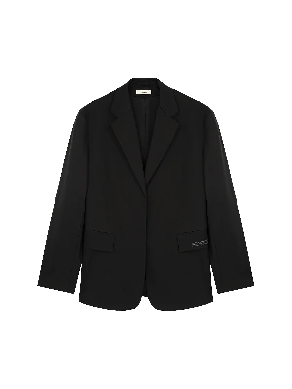 Blazers with slim fits enhance modern looks -Women's Organic Cotton Oversized Tailored Blazer—black