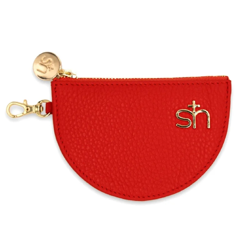 Quilted handle bags with stylish textured finish -Zip Coin Pouch Red Orange