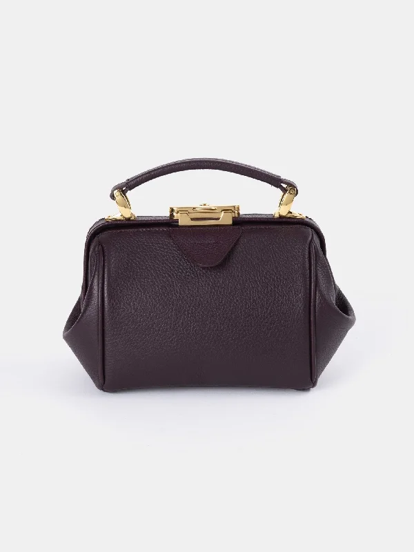 Handle bags with sleek leather for work -The Mini Sophie - Bordeaux Calf Grain