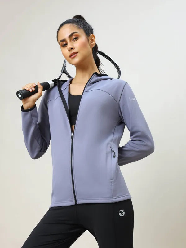 Women Solid Slim Fit Hooded Jacket with TECHNO WARM+