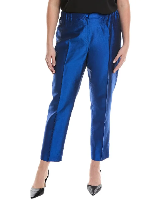 Trendy tight trousers for women with zipper details and edgy finish -Marina Rinaldi Plus Raro Silk Trouser