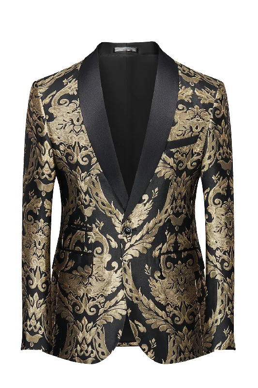 Blazers for minimalist wardrobes stay simple -Black Golden Embroidery Men's Blazer