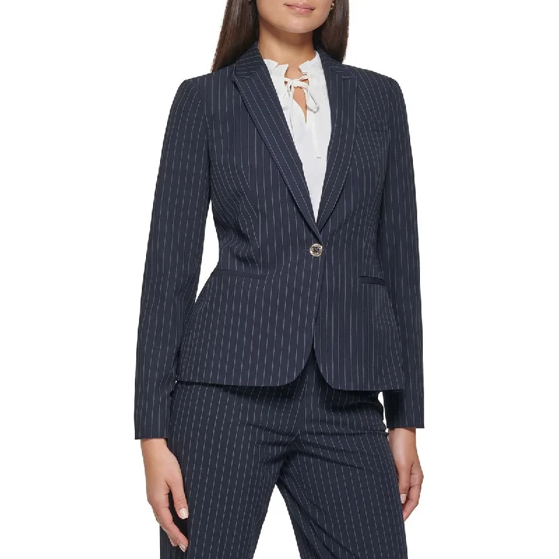 Blazers with side ties feel unique -Tommy Hilfiger Womens Pinstripe  One-Button Blazer