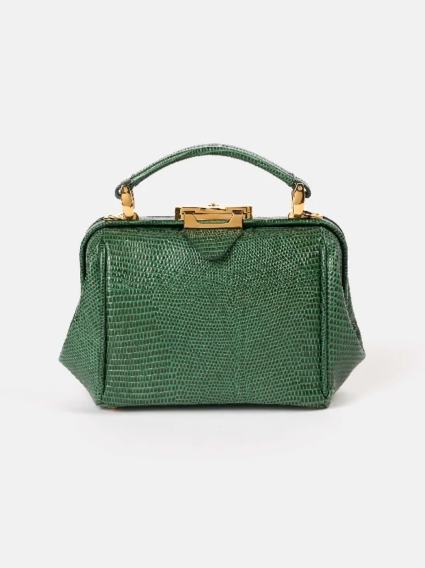 Handle bags with reinforced stitching for durability -The Mini Sophie - Green Lizard Printed Calf