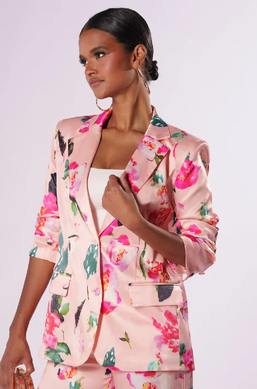 Blazers in lightweight wool suit spring -BLOSSOM SATIN BLAZER