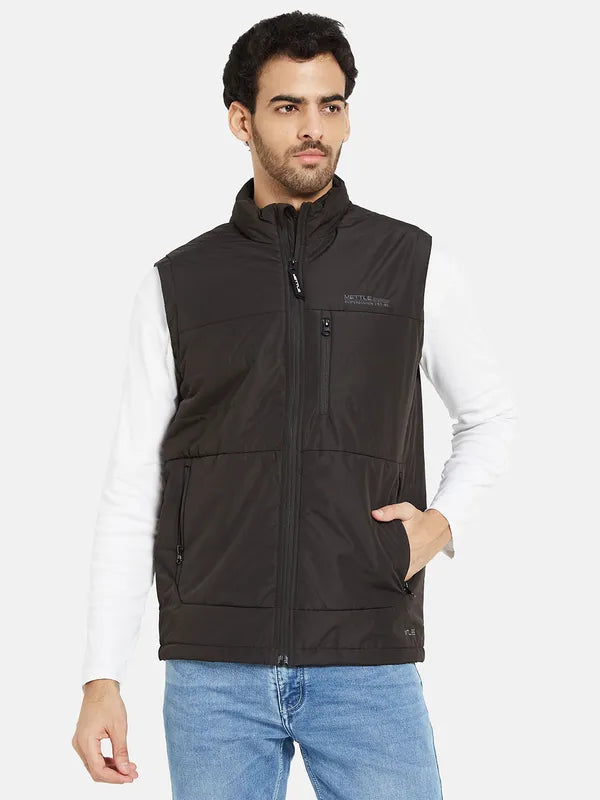 Mettle Men Black Checked Padded Jacket