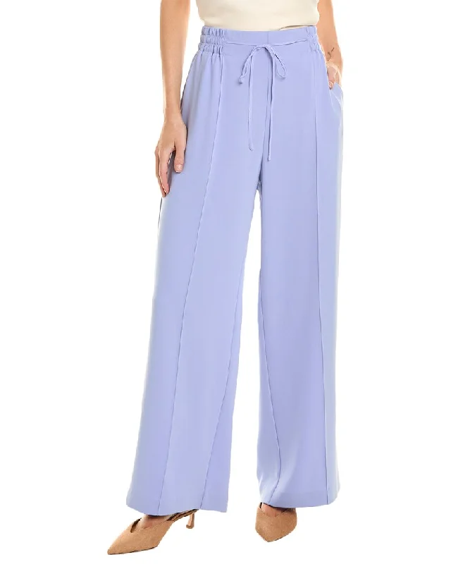 Loose-fit tight trousers for women with high waist and casual, comfortable style -Oscar de la Renta Tie Waist Silk-Blend Pant