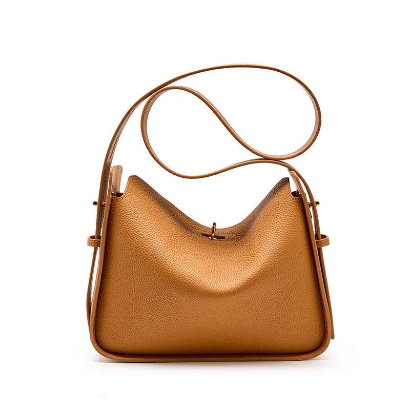 Handle bags with vintage clasps for nostalgia -Genuine Leather Vintage Shoulder Strap Bag