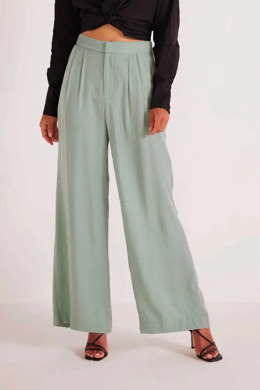 Slim-fit tight trousers for men with comfortable stretch material for daily wear -Eva Wide Leg Pant In Mint