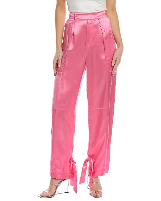 Vintage-inspired tight trousers for women with buttoned waist and retro charm -Nicholas Erato High-Waist Silk Pant